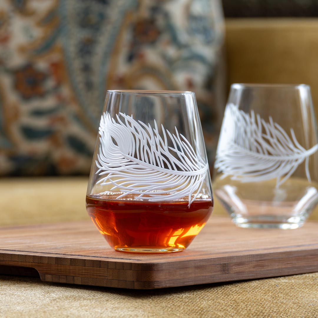 Peacock 18oz Stemless Wine Glass | Set of 4 - Thumbnail 3
