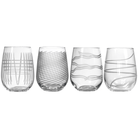 Rolf Glass Symmetry 17oz Stemless Wine Glass, Mixed Set of 4