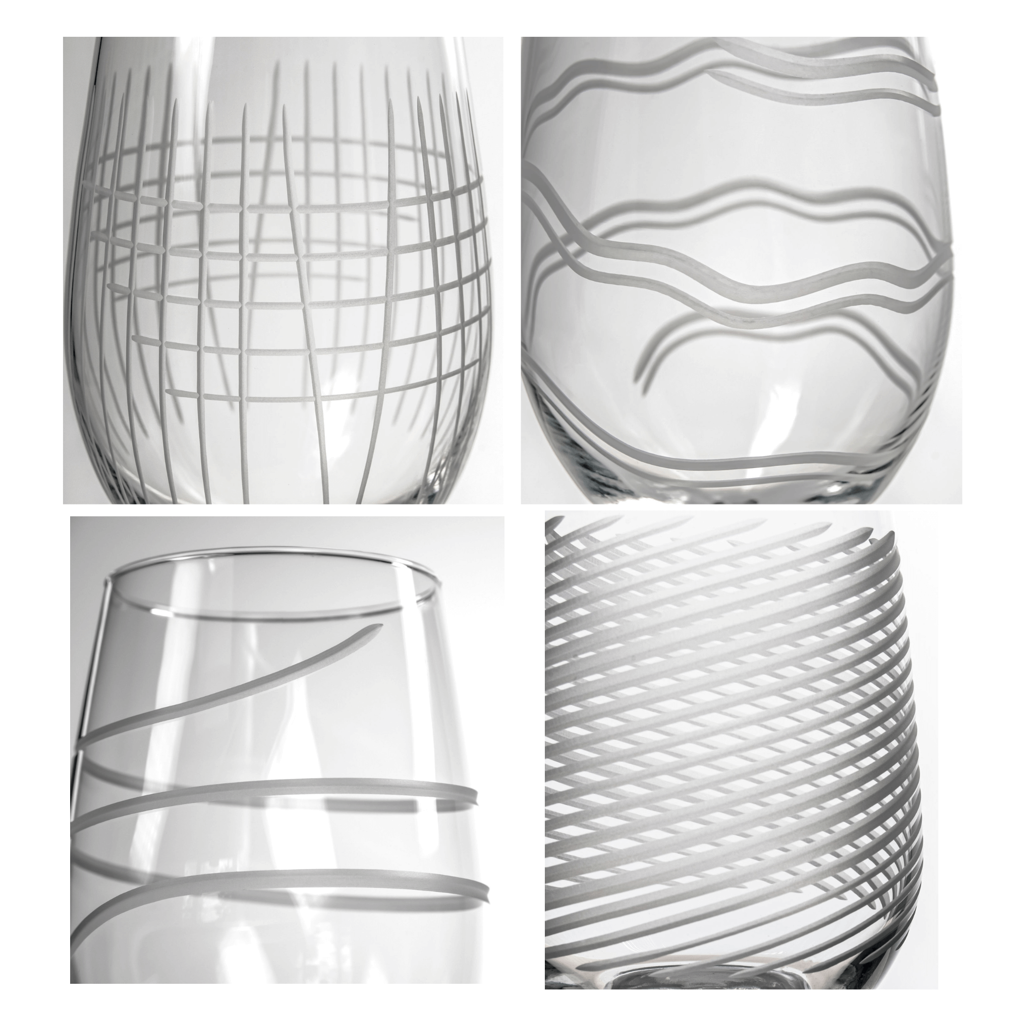 Rolf Glass Symmetry 18oz All Purpose Wine Glass, Mixed Set of 4, close up detail picture
