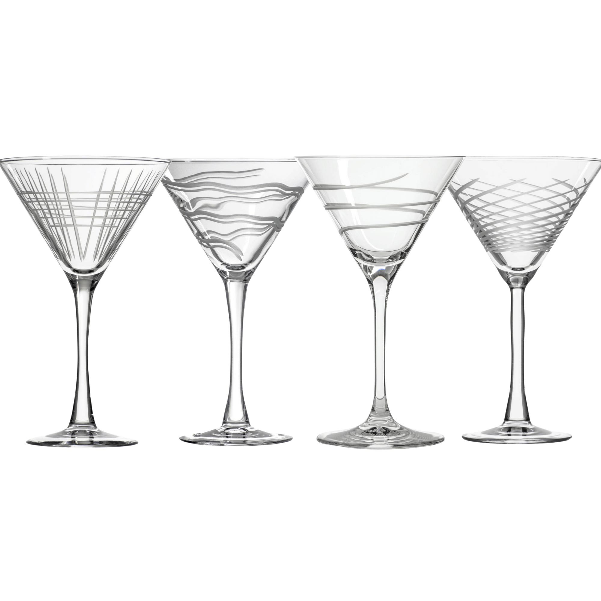 Rolf Glass Symmetry 10oz Martini, Mixed Set of 4