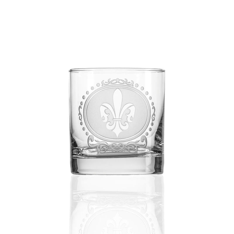 Royal Fleur De Lis 11oz On the Rocks Whiskey Glass | Set of 2