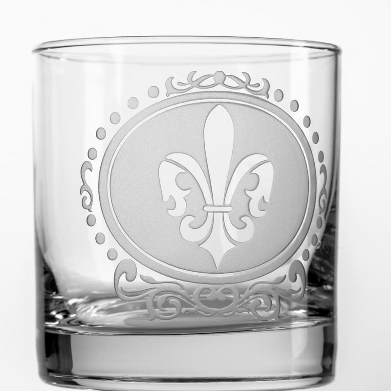 Royal Fleur De Lis 11oz On the Rocks Whiskey Glass | Set of 2