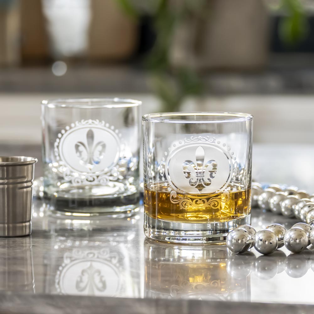 Royal Fleur De Lis 11oz On the Rocks Whiskey Glass | Set of 4 - Thumbnail 5
