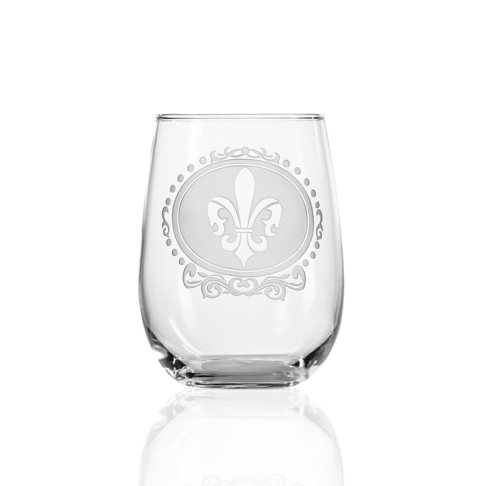 Rolf Glass Royal Fleur De Lis 17oz Stemless Wine Tumbler Glass