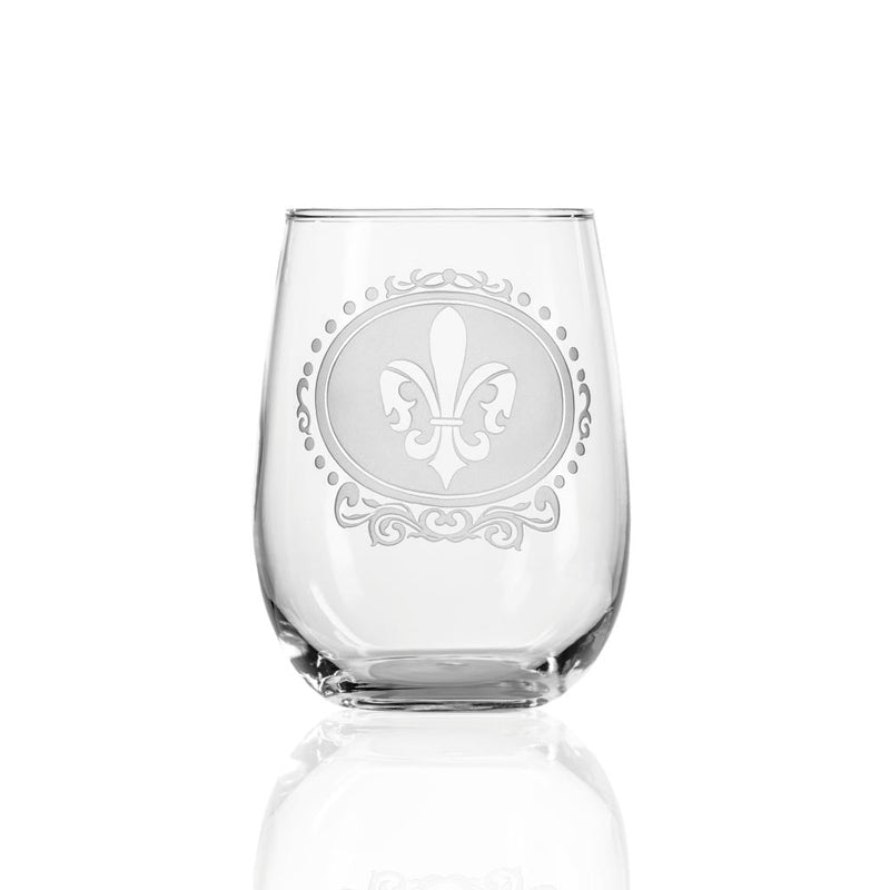 Rolf Glass Royal Fleur De Lis 17oz Stemless Wine Tumbler Glass