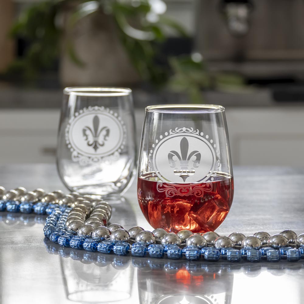 Rolf Glass Royal Fleur De Lis 17oz Stemless Wine Tumbler Glass