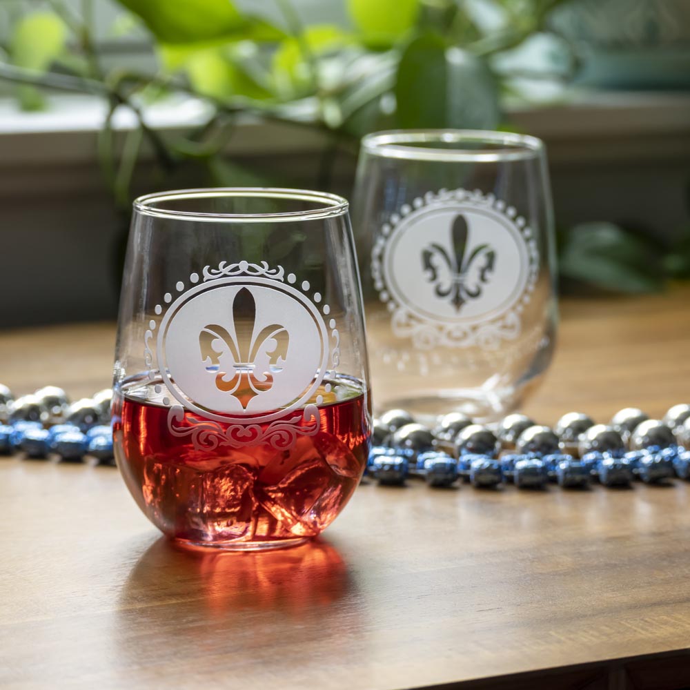Rolf Glass Royal Fleur De Lis 17oz Stemless Wine Tumbler Glass
