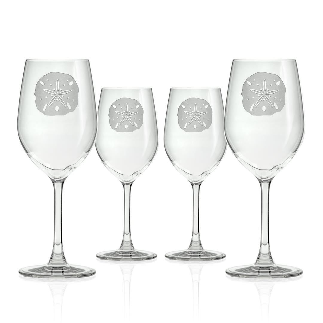 Rolf Glass Sand Dollar 12oz White Wine Glass set of 4