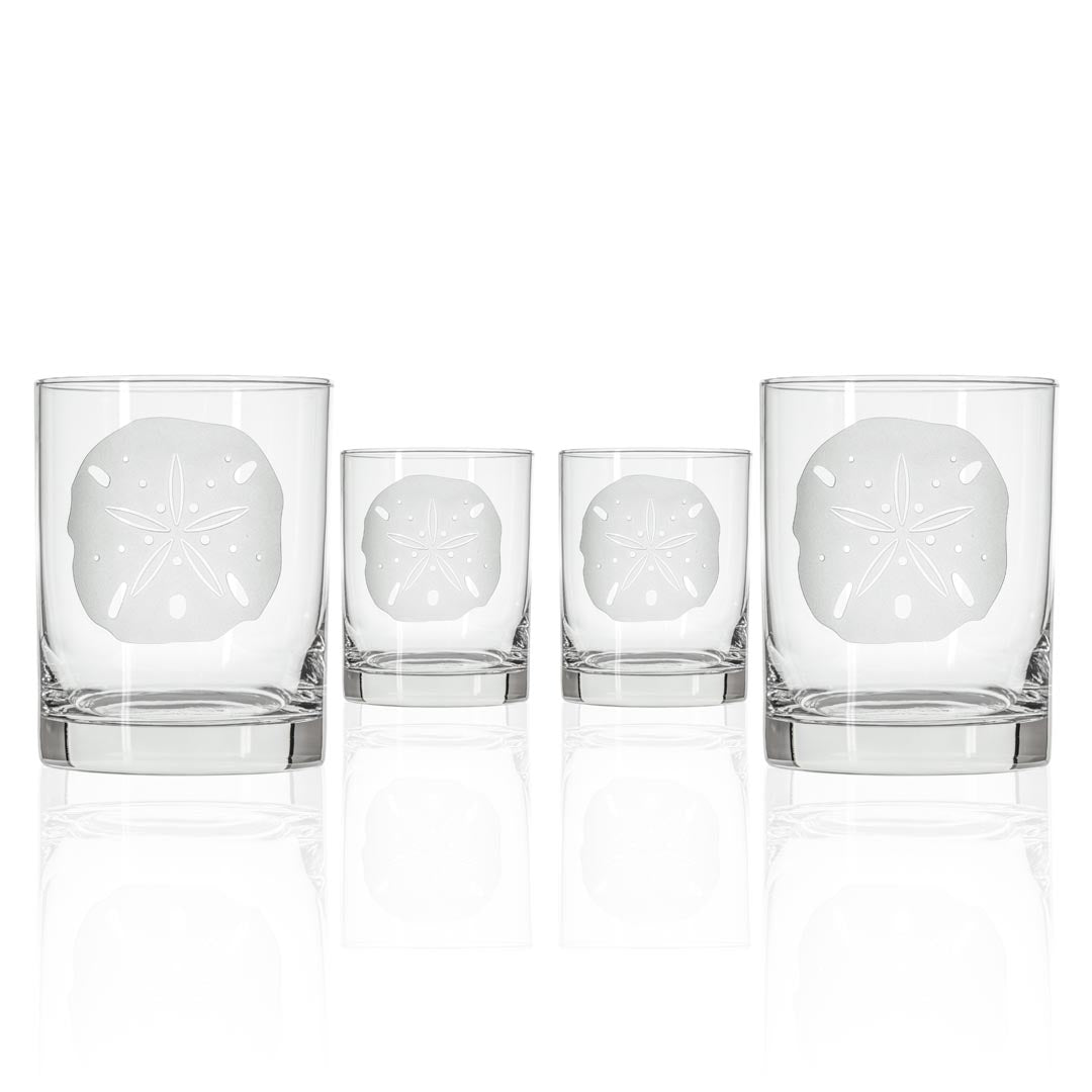 Rolf Glass Sand Dollar 13oz Double Old Fashioned Whiskey Glass Set of 4