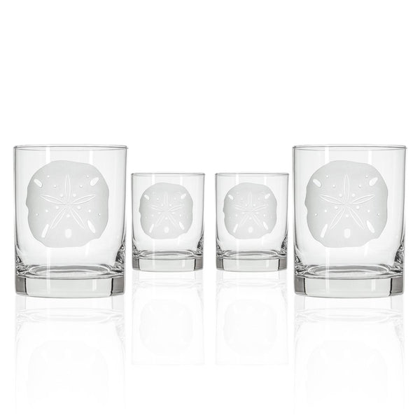 Rolf Glass Sand Dollar 13oz Double Old Fashioned Whiskey Glass Set of 4