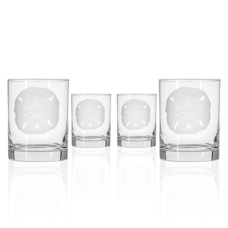 Rolf Glass Sand Dollar 13oz Double Old Fashioned Whiskey Glass Set of 4
