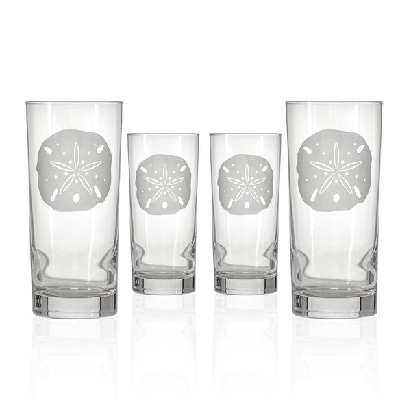 Rolf Glass Sand Dollar 15oz Cooler Highball Cocktail Glass set of 4