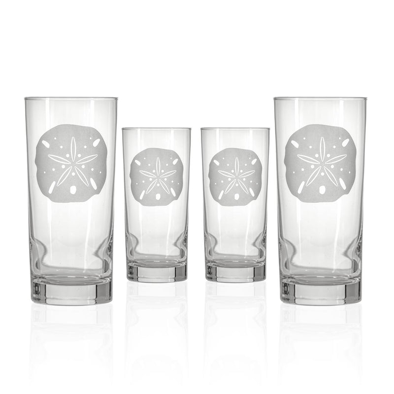 Rolf Glass Sand Dollar 15oz Cooler Highball Cocktail Glass set of 4