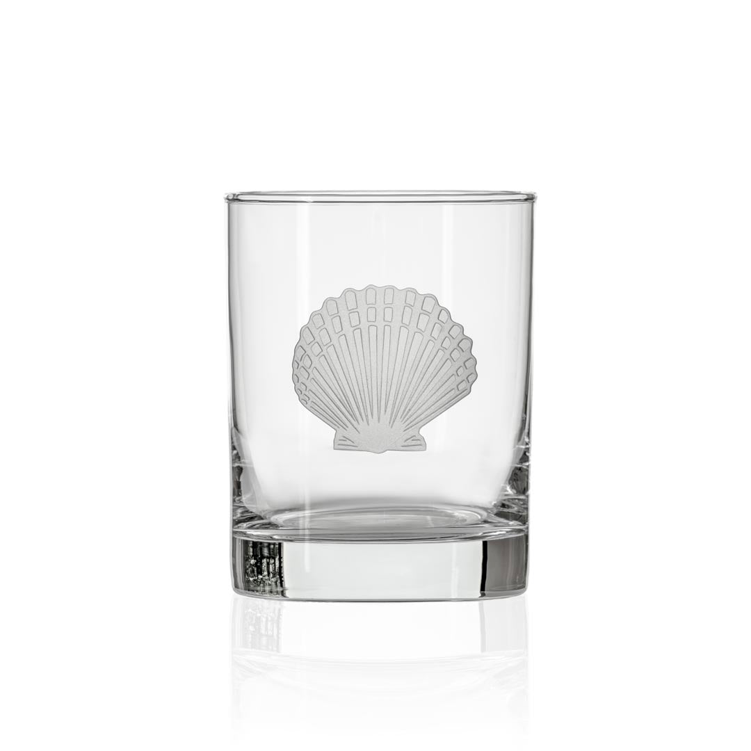 Scallop Shell 13oz Double Old Fashioned Whiskey Glass Set of 4 - Thumbnail 5