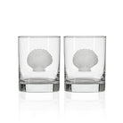 Rolf Glass Scallop Shell 13oz Double Old Fashioned Cocktail Glass set of 2