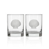 Rolf Glass Scallop Shell 13oz Double Old Fashioned Cocktail Glass set of 2