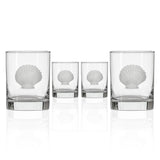 Rolf Glass Scallop Shell 13oz Double Old Fashioned Cocktail Glass set of 4