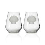 Rolf Glass Scallop Shell 18oz Stemless Wine Glass set of 2