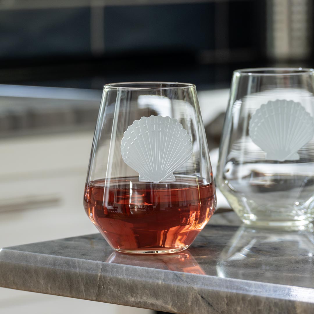 Rolf Glass Scallop Shell 18oz Stemless Wine Glass