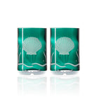 Scallop Shell Twice Around 12oz Teal Repurposed Tumbler Set of 2 by Rolf Glass
