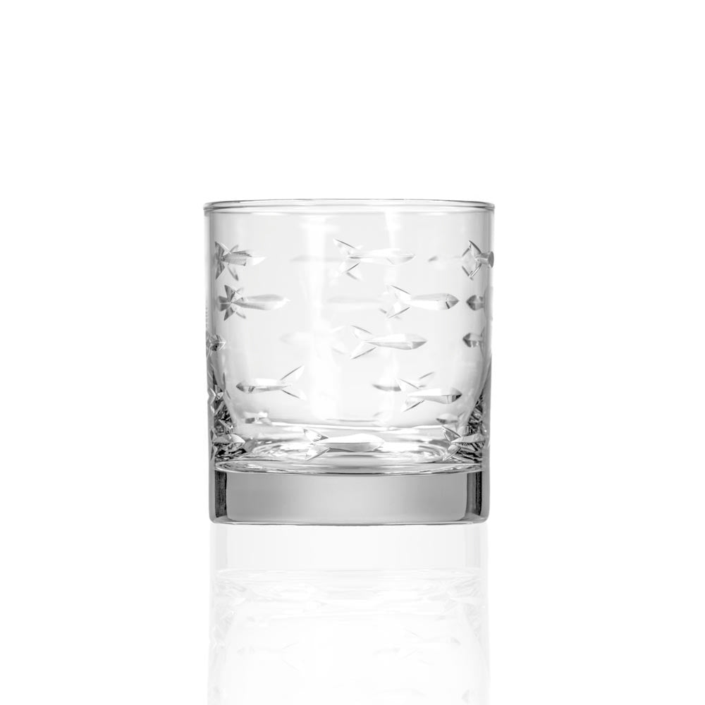 Rolf Glass School of Fish 10oz On The Rocks Whiskey Glass