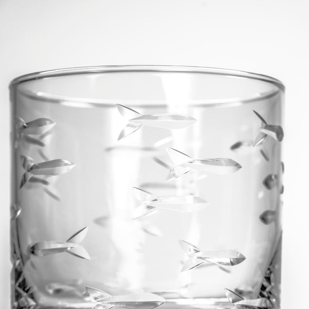 Rolf Glass School of Fish 10oz On The Rocks Whiskey Glass