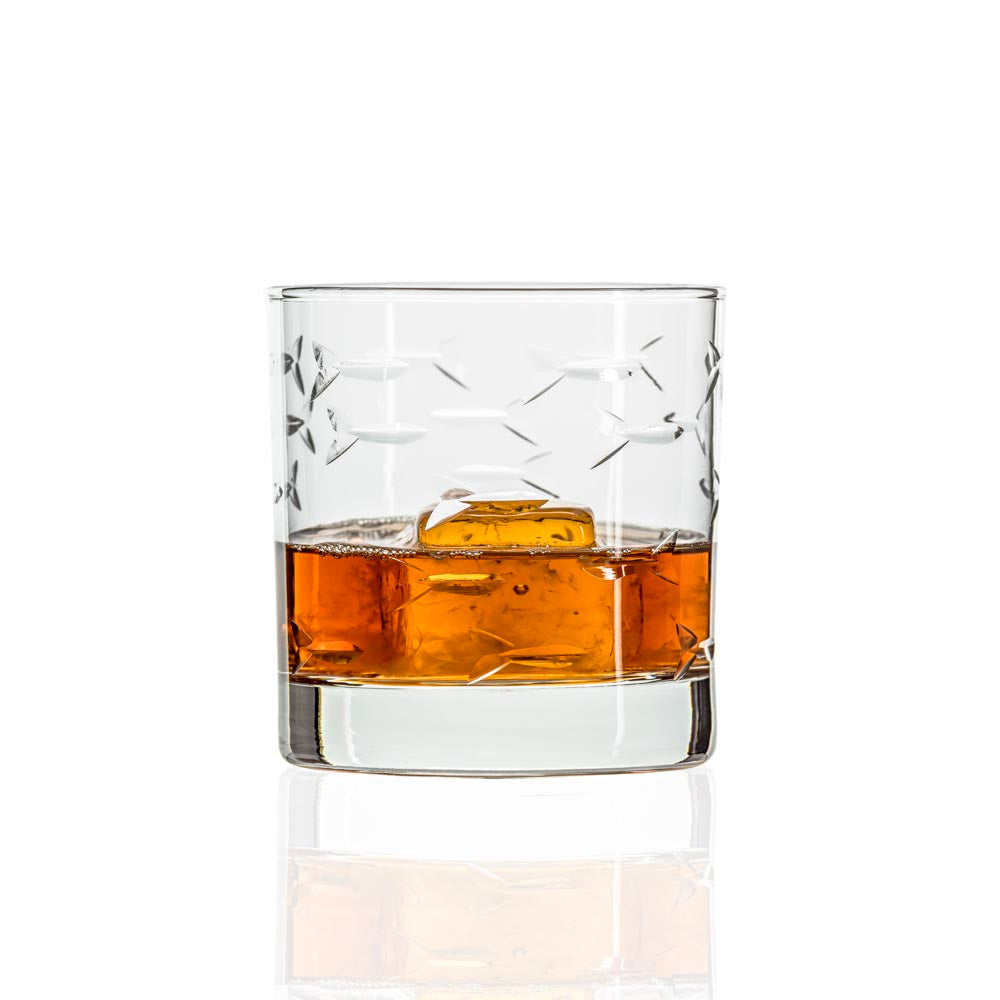 Rolf Glass School of Fish 10oz On The Rocks Whiskey Glass