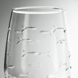 Rolf Glass School of Fish 12oz White Wine Glass detailed engraving