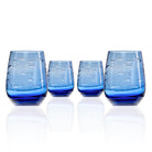 Rolf Glass School of Fish 15oz Blue Stemless Wine Tumbler set of 4