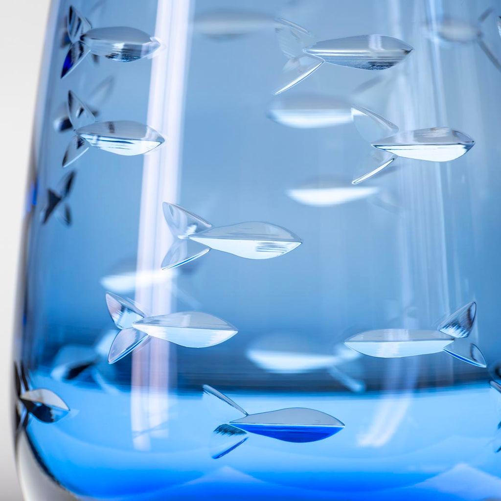 School of Fish 15oz Blue Stemless Wine Tumbler | Set of 4 – Rolf Glass