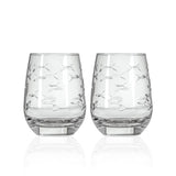 Rolf Glass School of Fish 15oz Clear Heavy Base Stemless Wine Glass set of 2