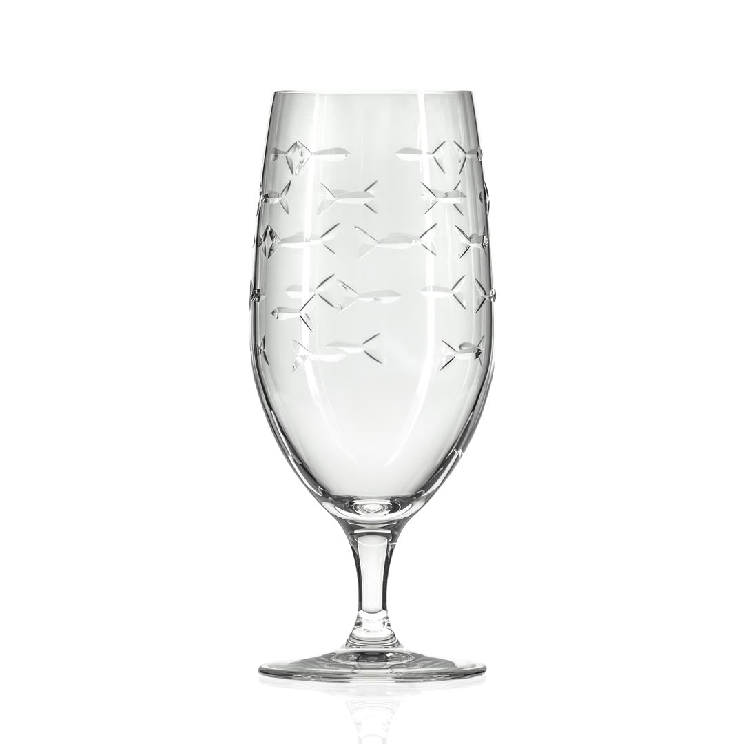 Rolf Glass School of Fish 16oz Footed Iced Tea Glass