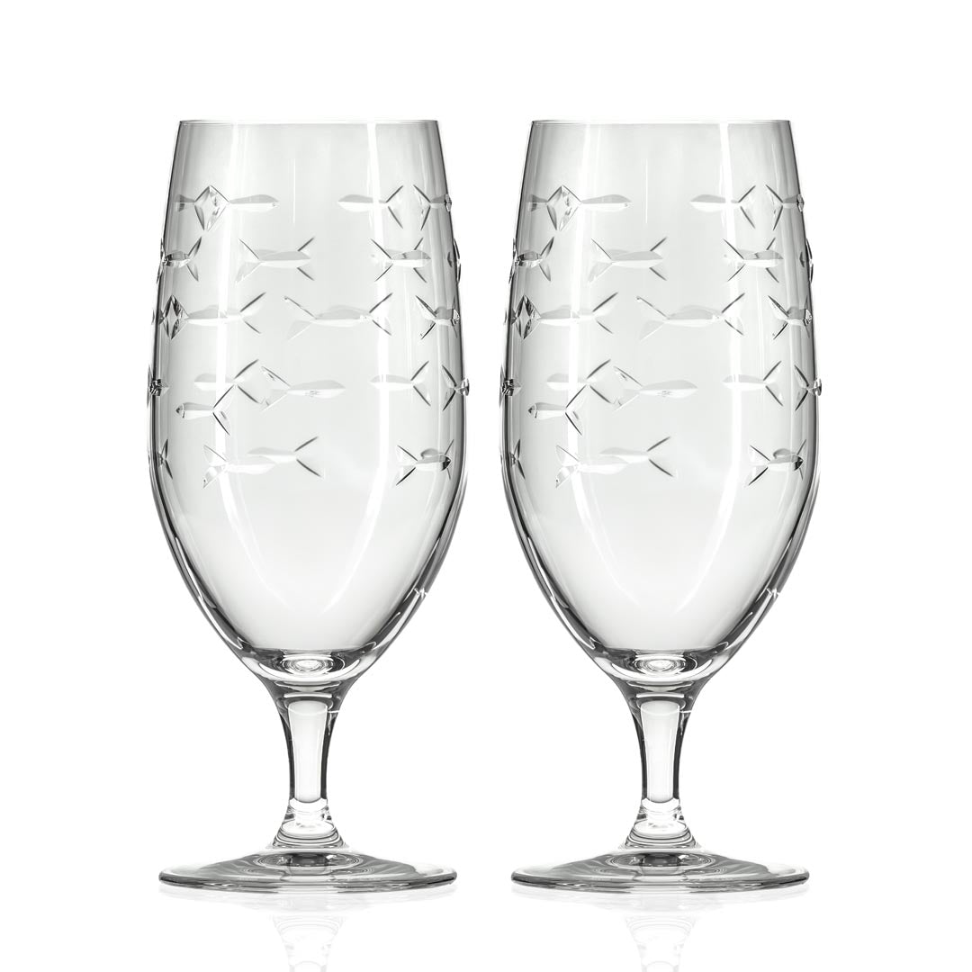 Rolf Glass School of Fish 16oz Footed Iced Tea Glass