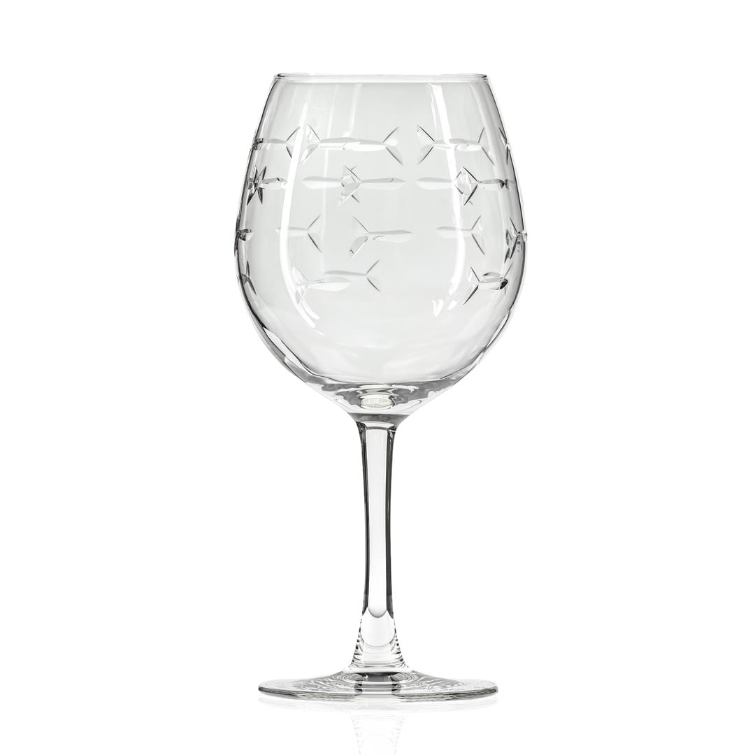 Rolf Glass School of Fish 18oz Balloon Red Wine Glass White Background Front View