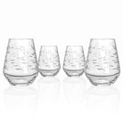 Rolf Glass School of Fish 18oz Stemless Wine Tumbler Glass set of 4 front view on white background