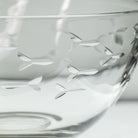 Rolf Glass School of Fish 9.25 inch Glass Bowl detailed fish engraving