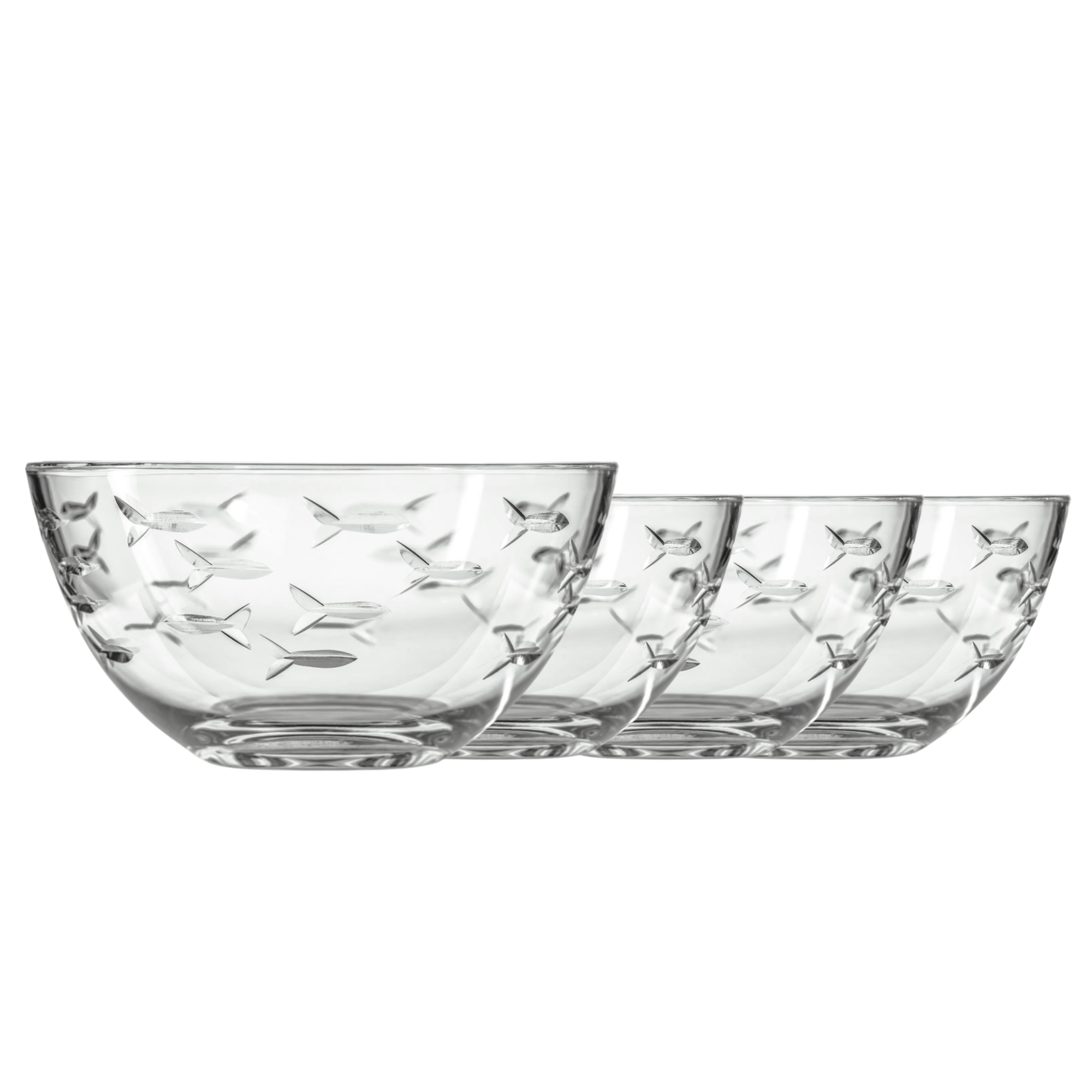 Rolf Glass School of Fish Small Round Bowl Set of 4