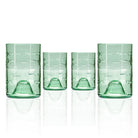 School of Fish Twice Around 12oz Antique Green Repurposed Tumbler Set of 4 by Rolf Glass