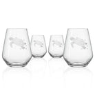 Rolf Glass Sea Turtle 18oz Stemless Wine Tumbler Glass set of 4