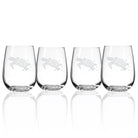 Rolf Glass Sea Turtle 17oz Stemless Wine Glass Set of 4