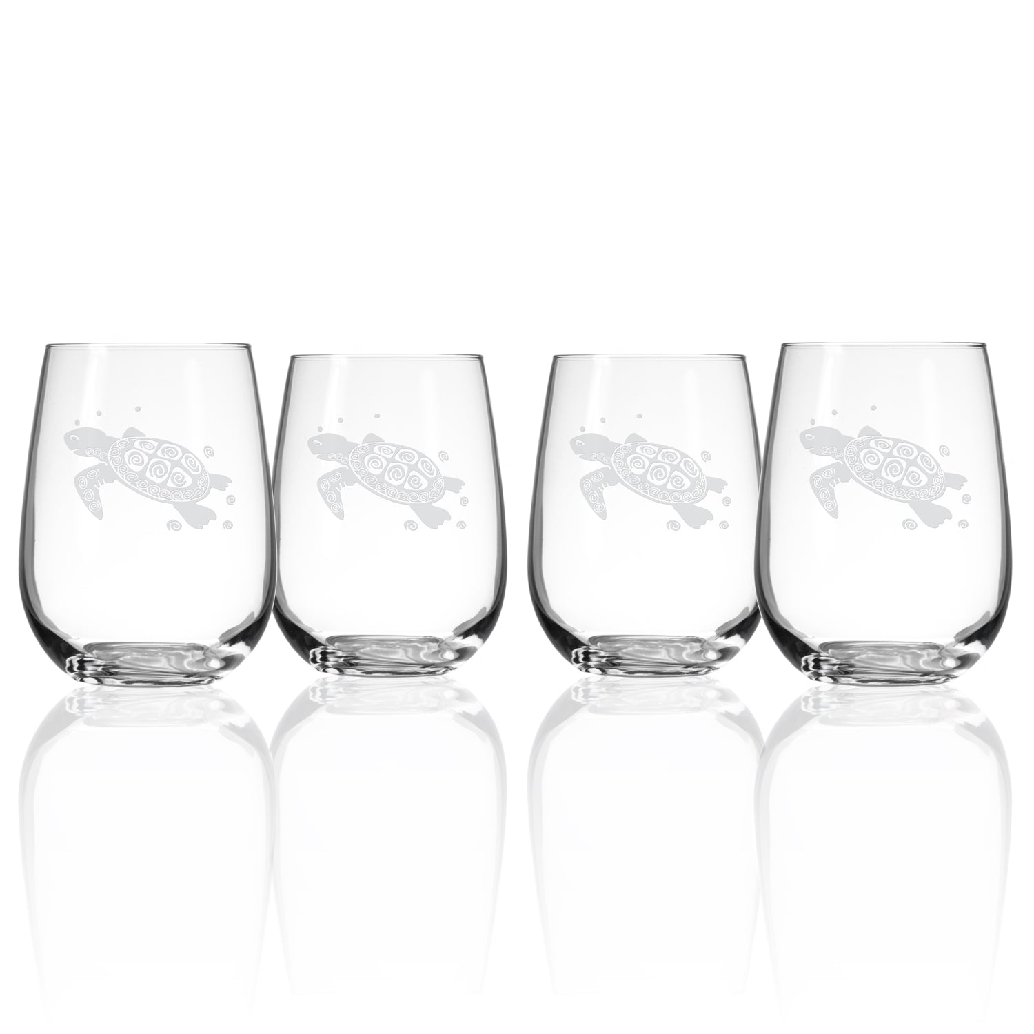 Rolf Glass Sea Turtle 17oz Stemless Wine Glass Set of 4