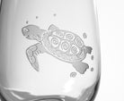 Rolf Glass Sea Turtle 17oz Stemless Wine Glass Detail Engraving