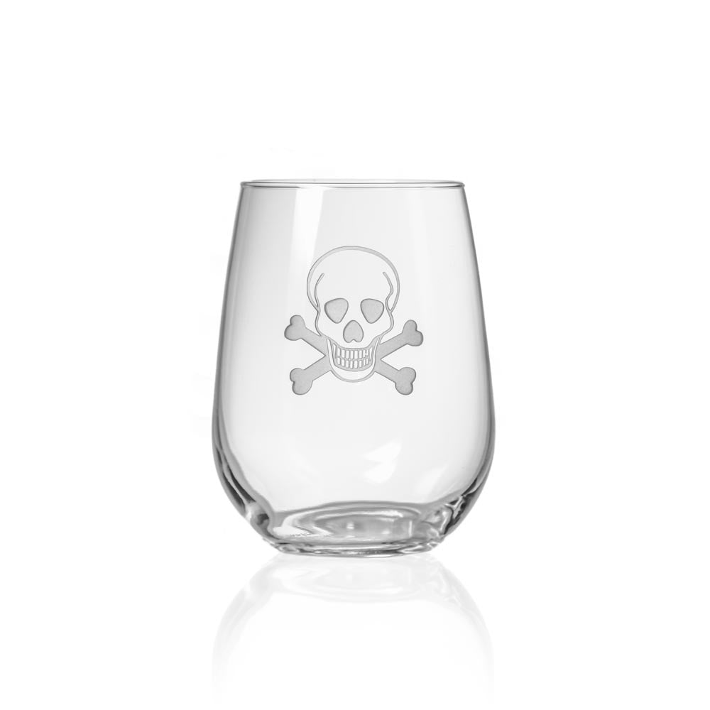 Rolf Glass Skull and Crossbones 17oz Stemless Wine Tumbler Glass