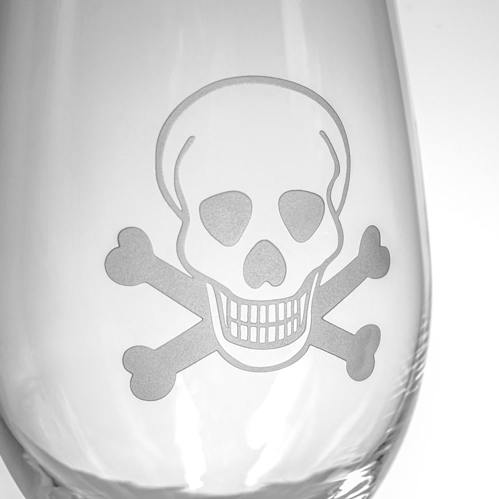 Rolf Glass Skull and Crossbones 17oz Stemless Wine Tumbler Glass