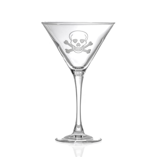 Rolf Glass Skull and Crossbones 10oz Martini Cocktail Glass