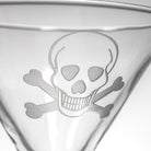 Rolf Glass Skull and Crossbones 10oz Martini Cocktail Glass detailed sand engraving