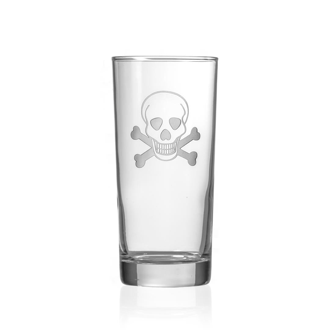 Rolf Glass Skull and Crossbones 15oz Cooler Highball Cocktail Glass