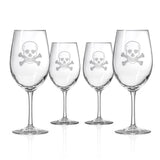 Rolf Glass Skull and Crossbones 18oz All Purpose Wine Glass set of 4