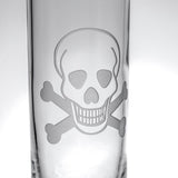 Rolf Glass Skull and Crossbones 2.5oz Cordial Shot Glass detailed sand engraving
