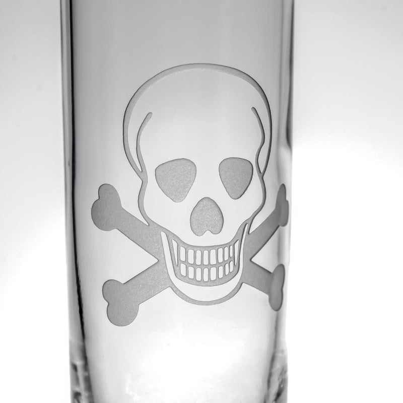 Rolf Glass Skull and Crossbones 2.5oz Cordial Shot Glass detailed sand engraving